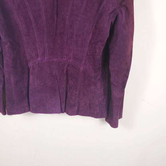 Isaac Mizrahi Live!  Burgundy Suede Moto Jacket 4 - Picture 8 of 12